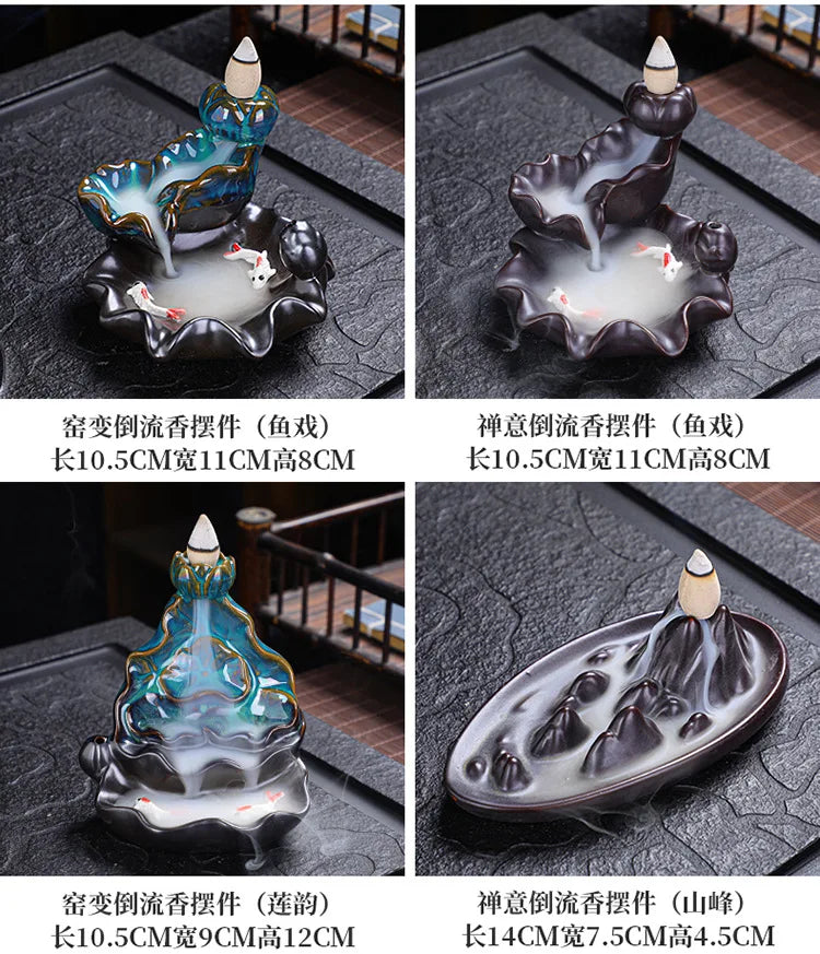 Creative Home Decor Backflow Stick Incense Burner Ceramic Censer Home Decoration Use In Home Teahouse Zen Yoga Decor Ornament