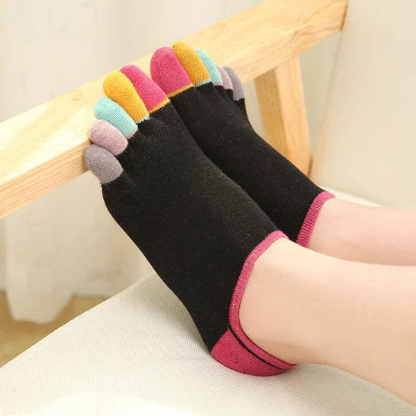 1/5Pairs Women Sports Toe Socks with Separate Fingers High Tube Five Finger Cotton Crew Socks Yoga High Quality