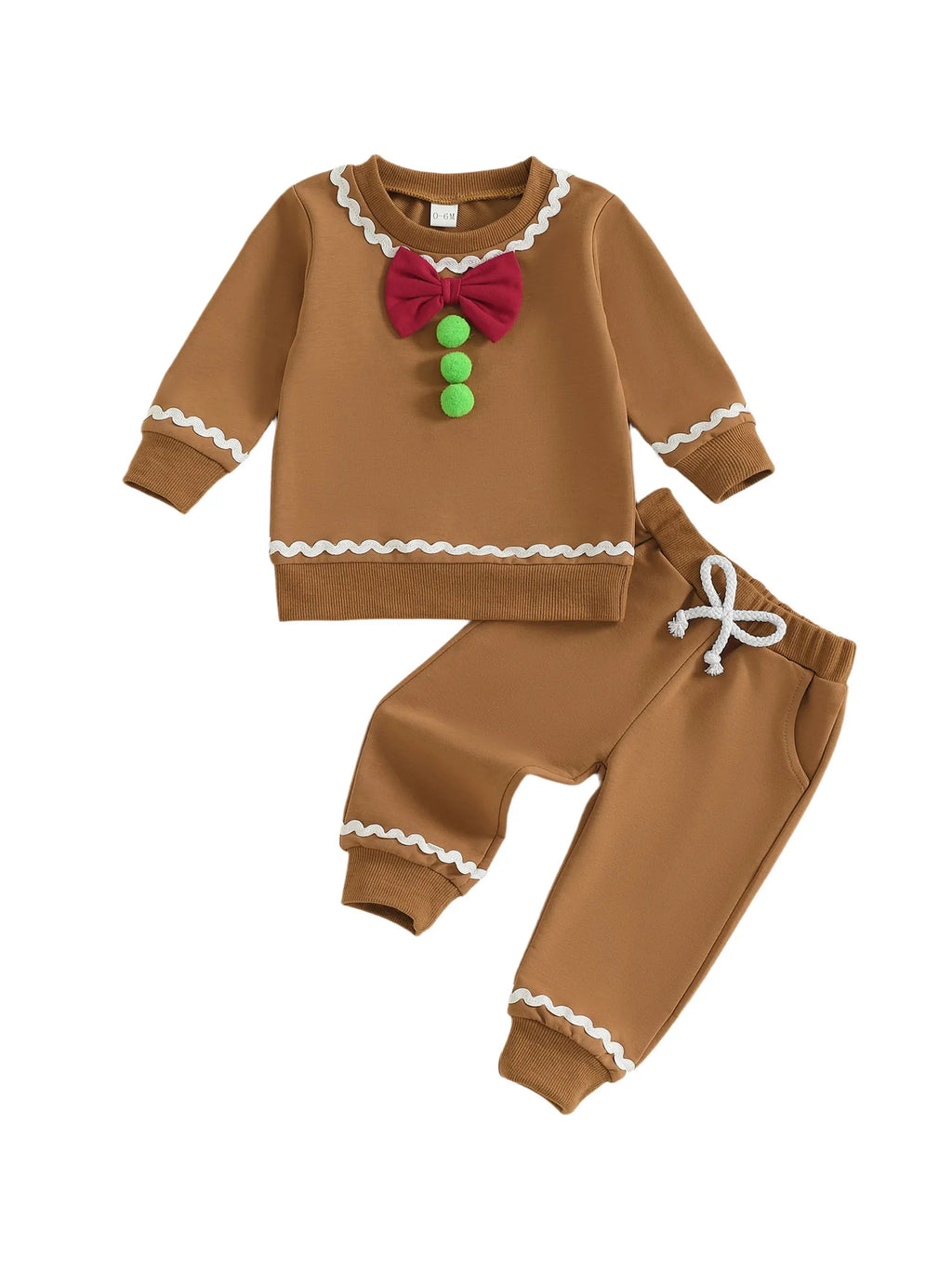 Toddler Baby Boy Girl Gingerbread Outfit Long Sleeve Sweatshirt and Pants Infant Newborn Christmas Outfits