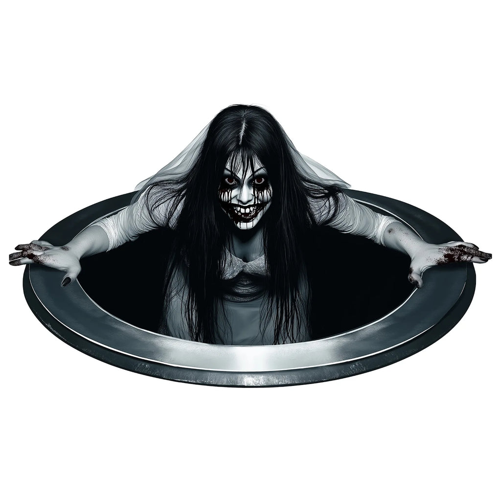 Halloween Wall Floor Stickers Horror Scary Terror Long Hair Ghost Girl Window Sticker Bedroom Living Room Party Home Decor Props