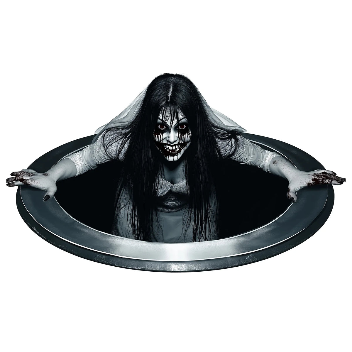 Halloween Wall Floor Stickers Horror Scary Terror Long Hair Ghost Girl Window Sticker Bedroom Living Room Party Home Decor Props