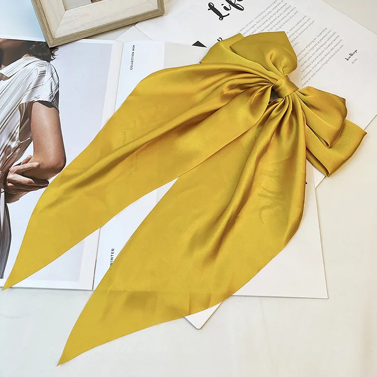 30 Solid Elegant Satin Bow Hairpin Women Girls Spring Hair Clips Headwear Ponytail Hairclips Barrettes Girls Hair Accessories