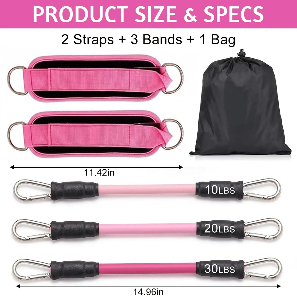 Ankle Resistance Bands with Secure Hold Slip-Proof Cuffs