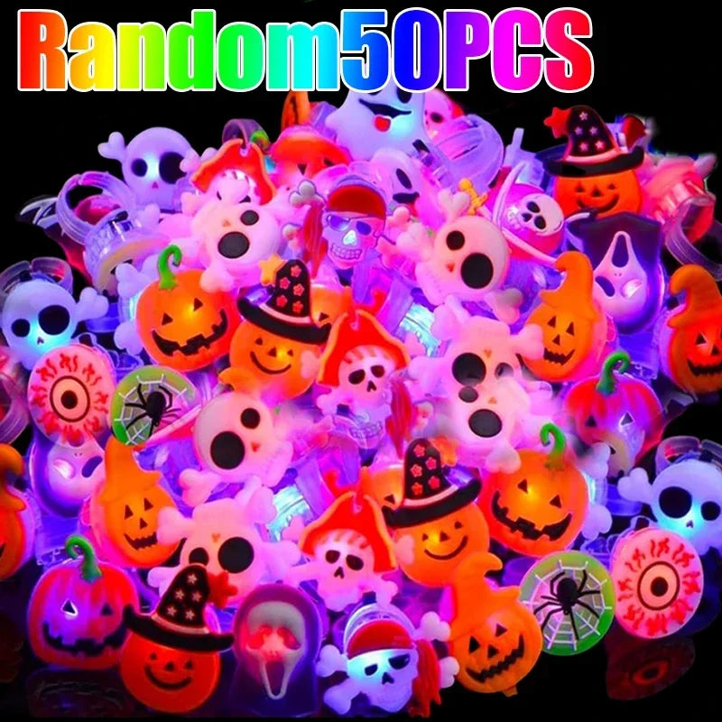 LED Luminous Halloween Toys Pumpkin Ghost Skull Glowing in Dark Fingers Toys with Light Birthday Party Decoration Props Supplies