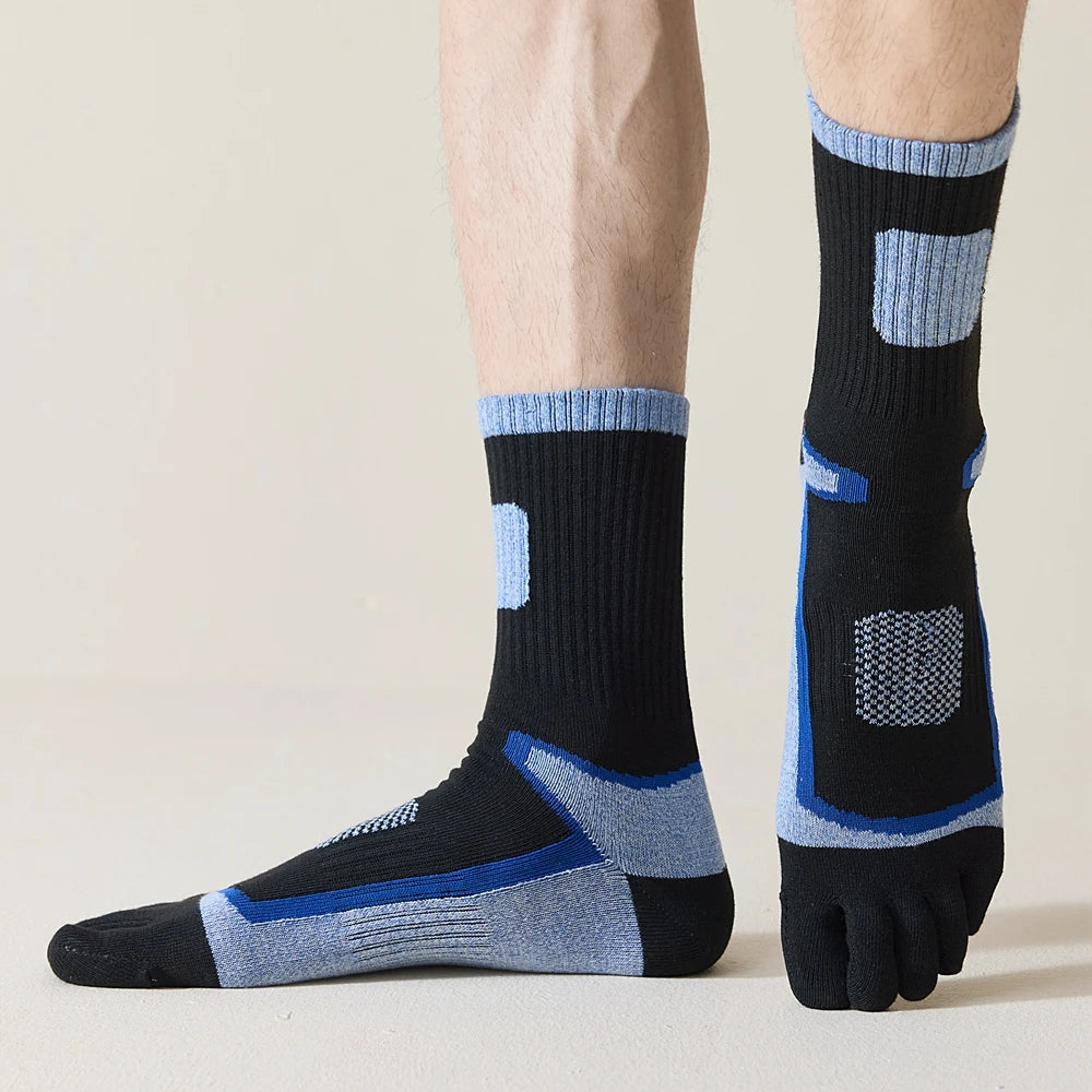 3 Pairs Fleece Toe Socks Men Autumn Winter Warm Five Finger Socks Man High Quality Cotton Sports Crew Socks Running