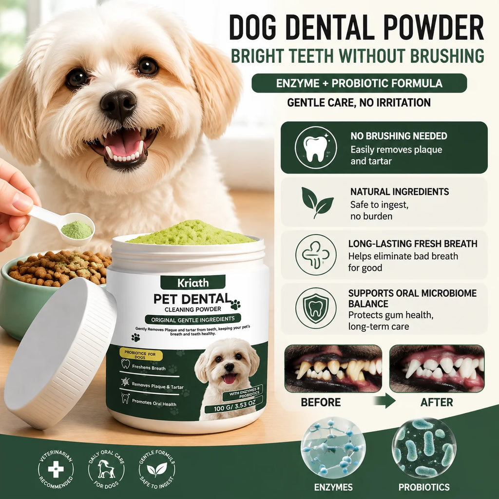Natural Pet Dental Powder Cat Dog Breath Freshener Oral