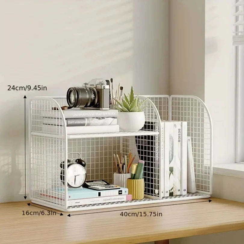 Desktop Bookshelf Tiered Desk Organizer - Durable Bookshelf For Office, Student Desk Shelves Racks Storage Holders Organizer