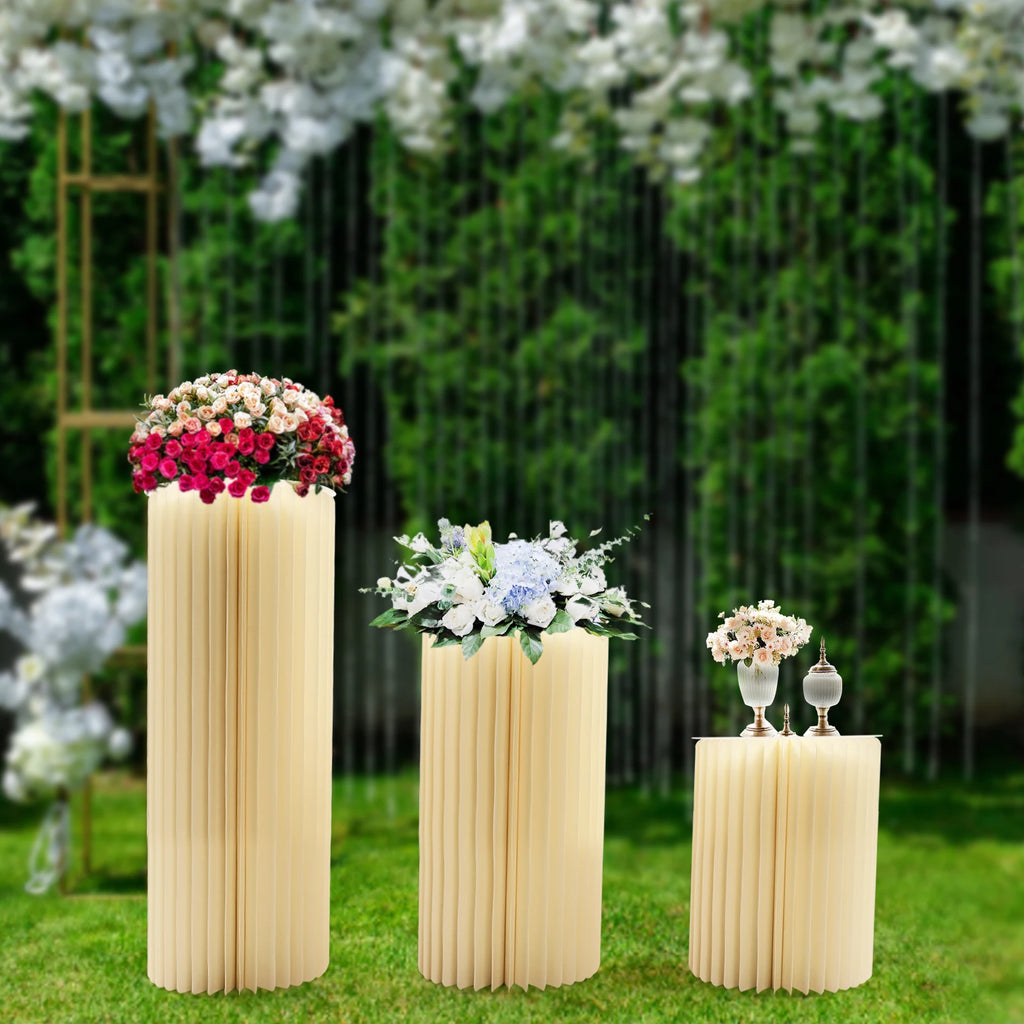 3‑Pack Foldable Honeycomb Paper Cylinder Flower Stands