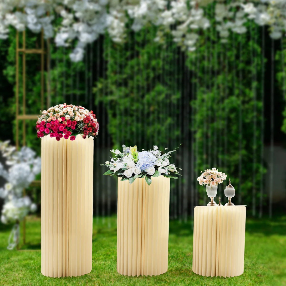 3‑Pack Foldable Honeycomb Paper Cylinder Flower Stands