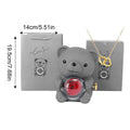 Bear Necklace Case Romantic Bear and Rose Jewelry Box Hug Bear Decoration Necklace Box Rose and Rotating Bear Case with Double