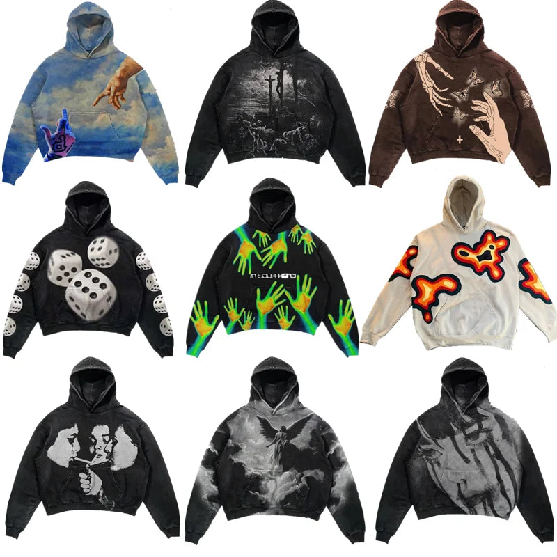 Plus Size Graphic Regular Male Hoodie Overfit Y2k Clothes High Quality Korean Style Pastel Color Cotton Men's Hooded Sweatshirt