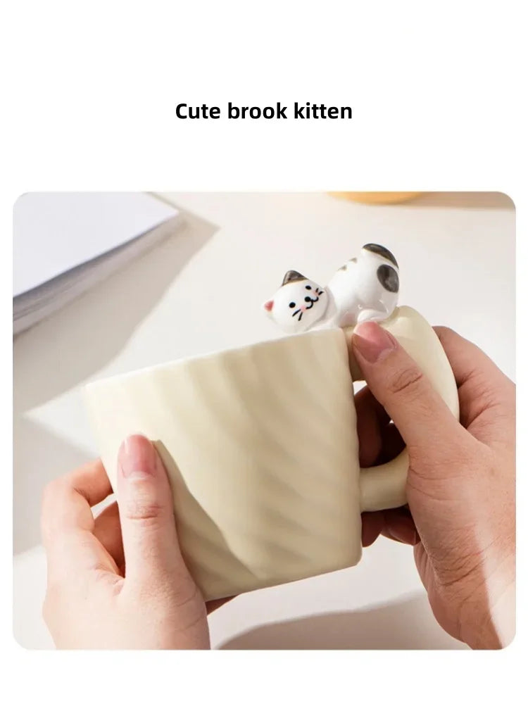 Creative Cartoon Cat Ceramic Mug Cute Cat Cup Children's Milk Breakfast Home Office Coffee Cups Tea Cup Gift Frends Drinkware