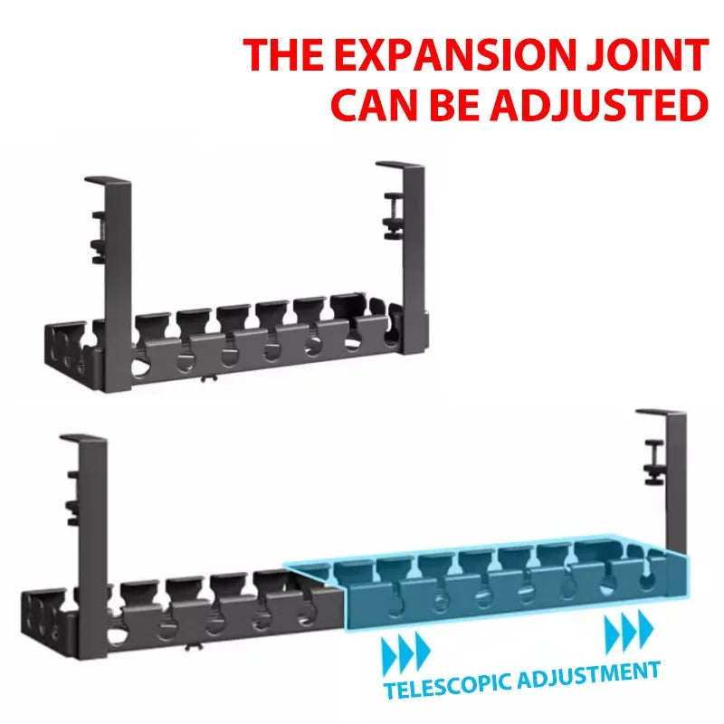 Under Desk Cable Management Metal Extendable Cable Wire Organizer Racks No Punching Strip Cord Holder Home Storage Accessories