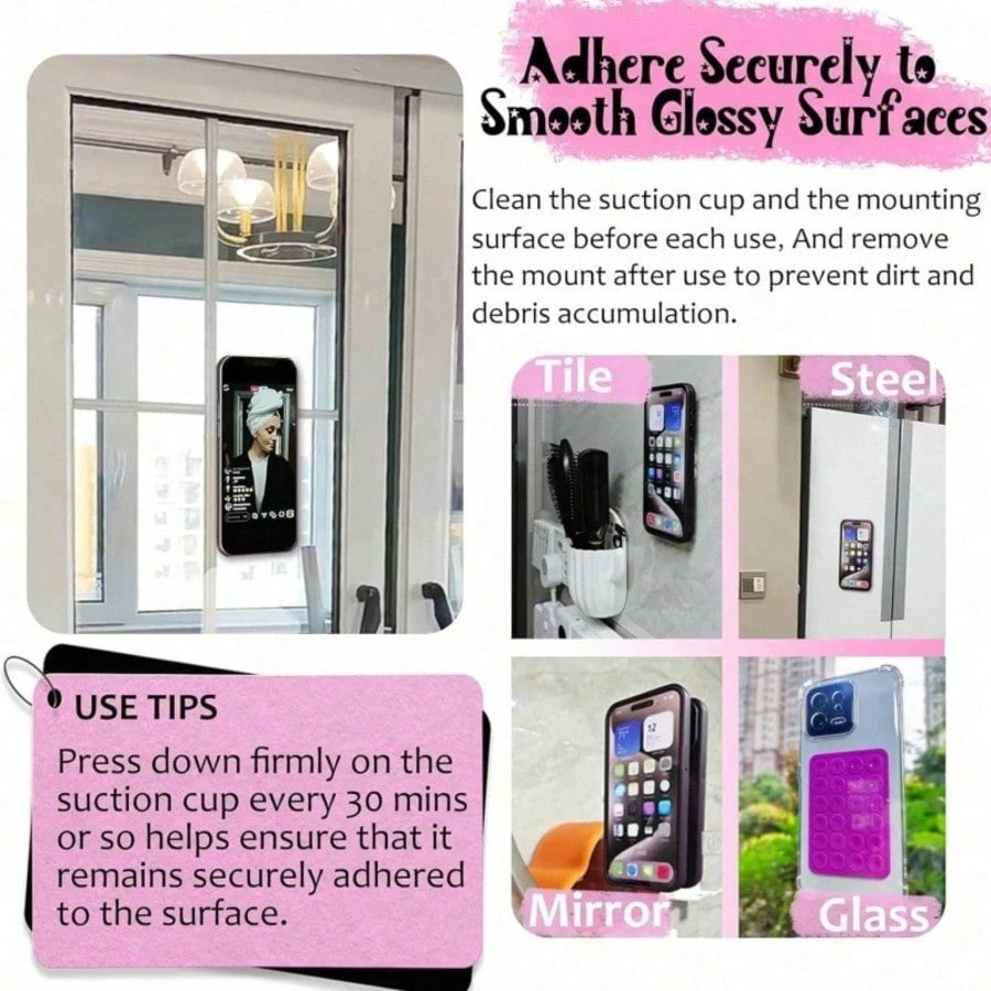 Double-Sided Suction Cup Phone Holder Glass