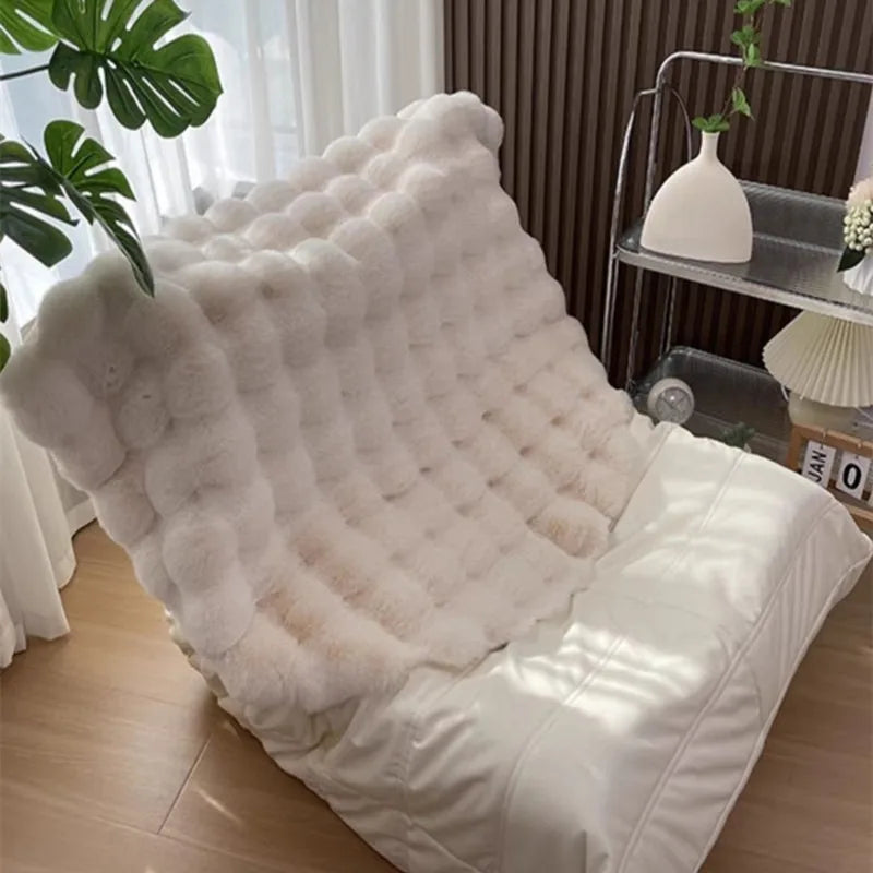 Ins Solid Color Fluffy Round Area Rug Plush Sofa Couch Cushion Bubble Fleece Fabric Bedroom Bedside Floor Mat Home Decor Carpet