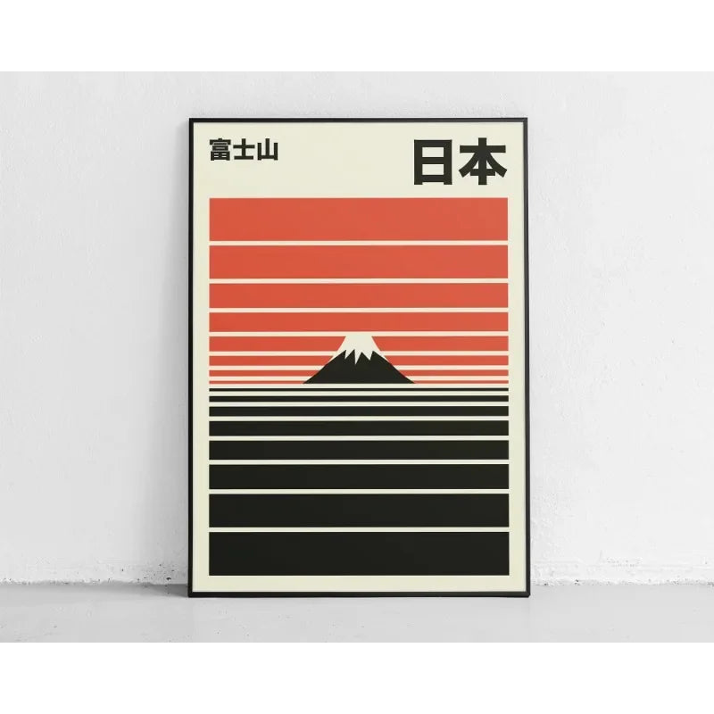 Japanese Contemporary Tokyo Art Canvas Poster Sunrise Wave Mount Fuji Monster Wall Art Prints for Modern Living Room Home Decor