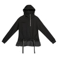 [EAM] Loose Fit Ruffles Spliced Sweatshirt New Hoooded Long Sleeve Women Big Size Fashion Tide Spring Autumn 2026 1DD2569