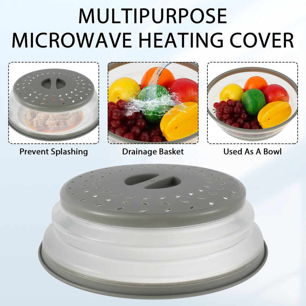 Microwave Splatter Cover 10.5inch Collapsible with Handle Multi Functional Microwave Plate Cover BPA Free Dishwasher-Safe