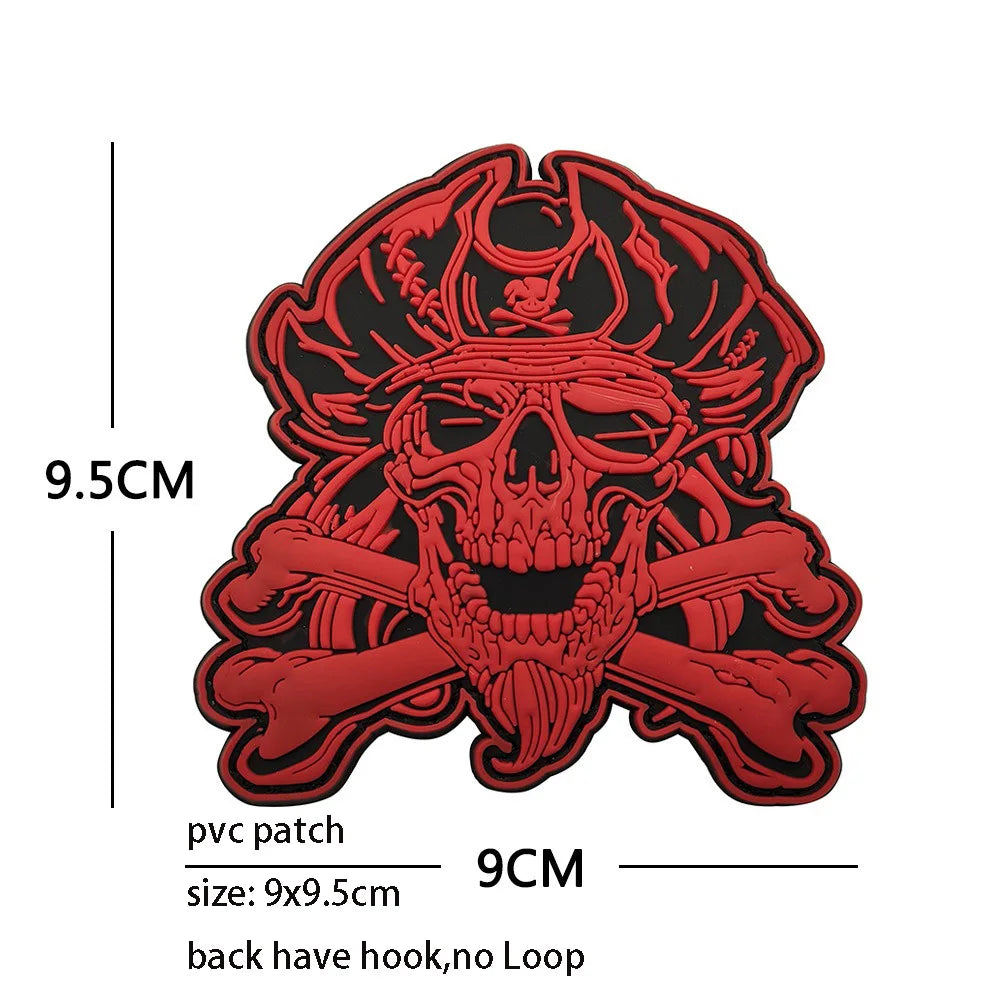 New Design Creative Pirate Captain Jack Soft PVC Armband Glow-in-the Dark Skull Tactical Morale Backpack Patches for Clothing