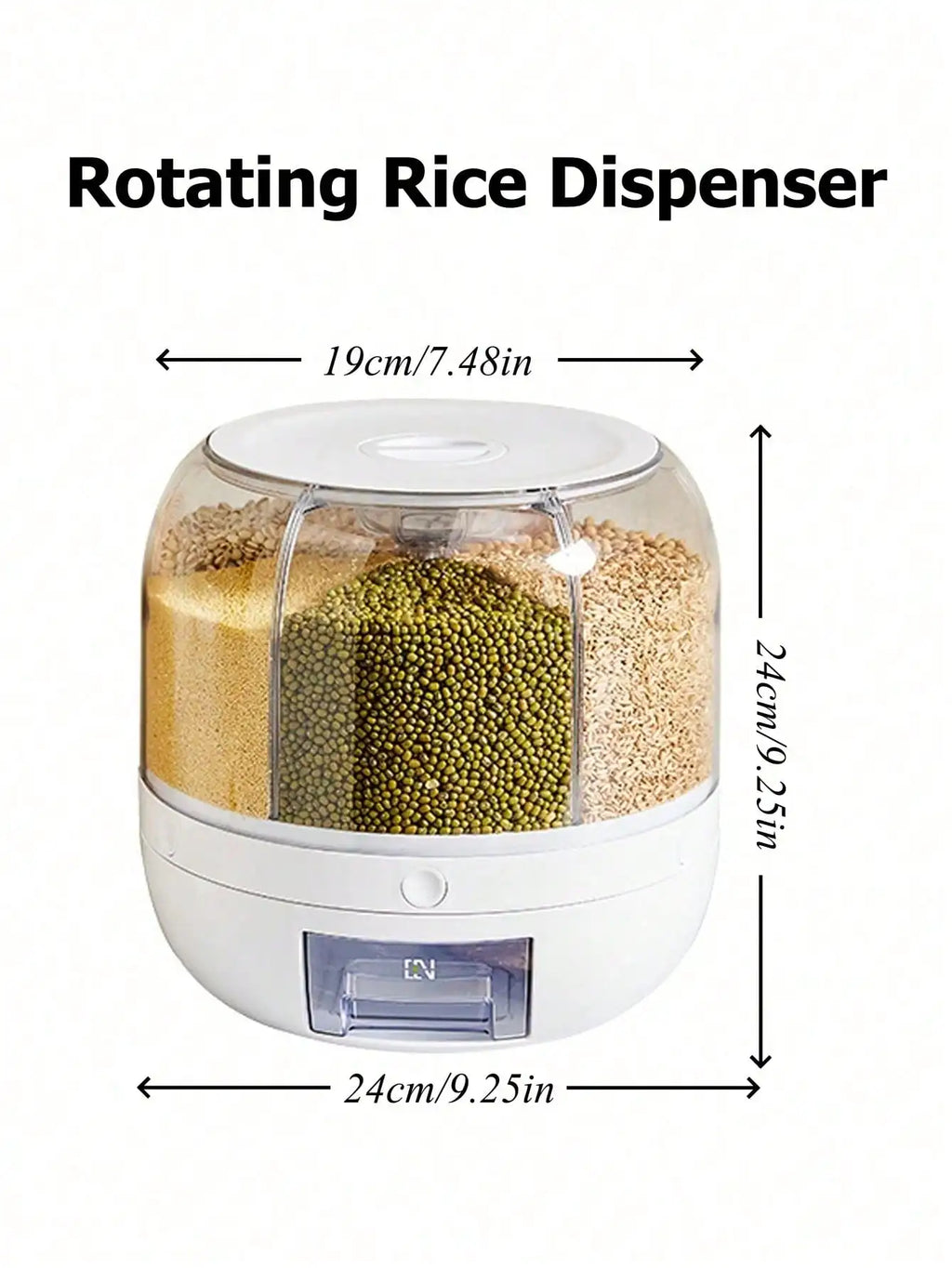 6-Grid Rotating Rice Dispenser, Airtight