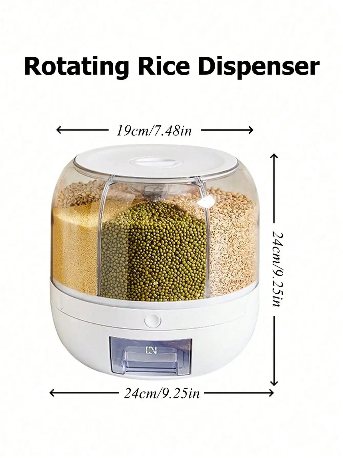 6-Grid Rotating Rice Dispenser, Airtight