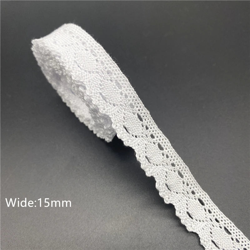 10mm-50mm 2yards White 100%Cotton Lace Ribbon For Apparel Sewing Fabric Trim Cotton Crocheted Lace Ribbon Handmade Accessories