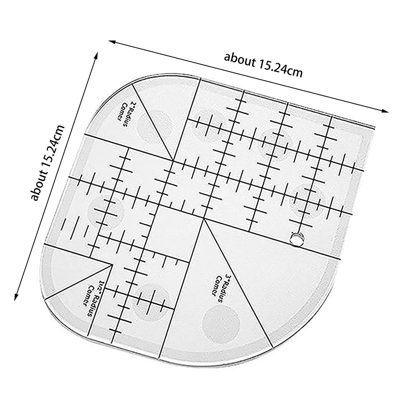 DIY Sewing Patchwork Ruler Multi Functional Angle Cutting Ruler Acrylic Anti Slip Sewing Ruler Round Edge Template Ruler
