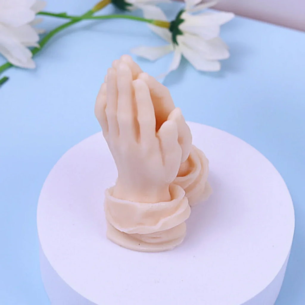 Folded Prayer Gesture Silicone Candle Mold Buddha Beads Hand Plaster Soap Resin Mould DIY Chocolate Cake Making Home Decor Gift