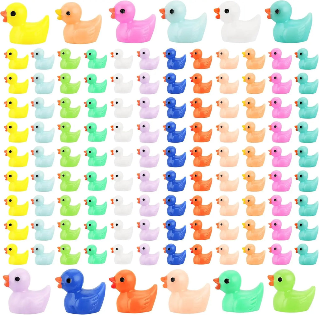 100/200PCS Luminous Mini Ducks Moss Microlandscape Miniature Duck Figurines Fairy Garden Accessories Home Decor Glow in The Dark