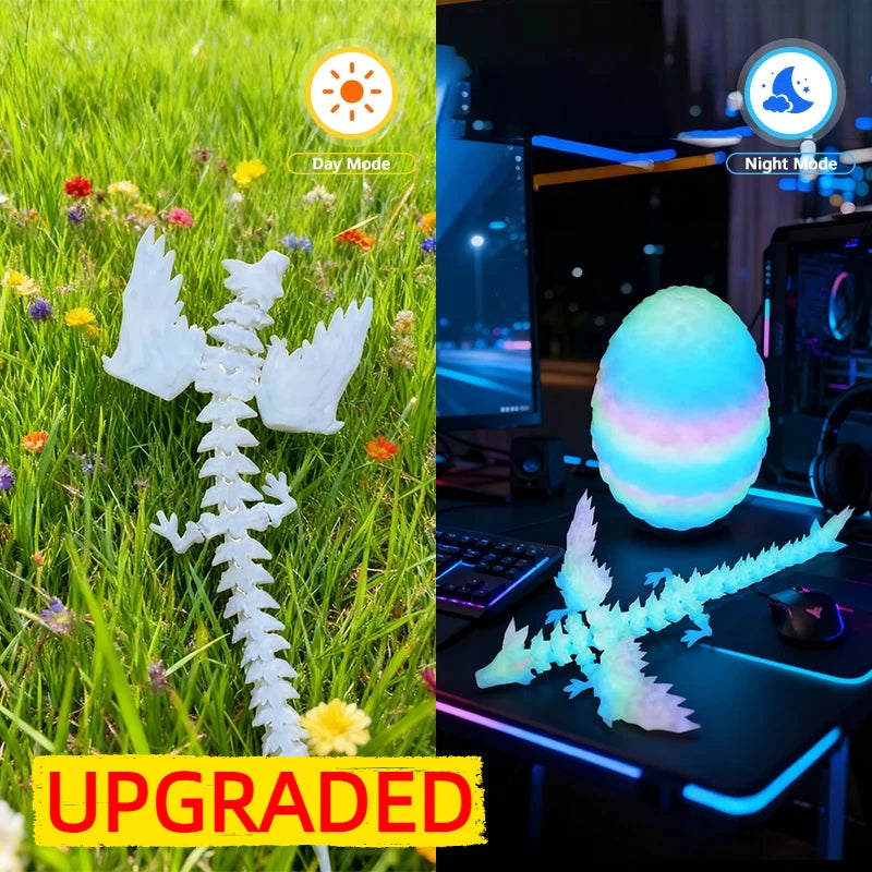 3D Printed Dragon Colorful Gem Dragon Figurines Movable Joint Rotatable Articulated Dragon Crafts Desktop Western Action Figure