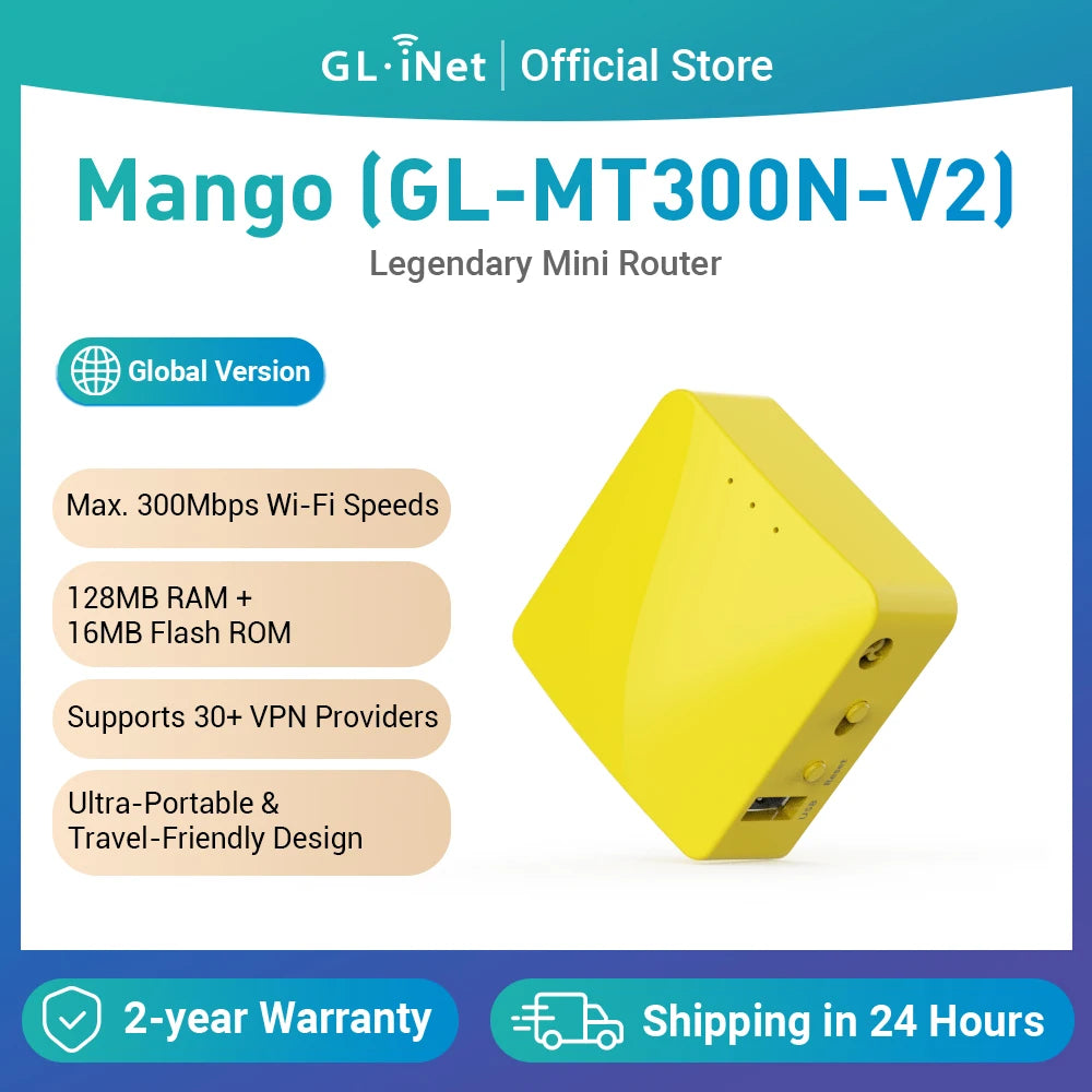 Gl.inet-mt300n-v2(mango) Portable Mini Travel Wireless Pocket Router