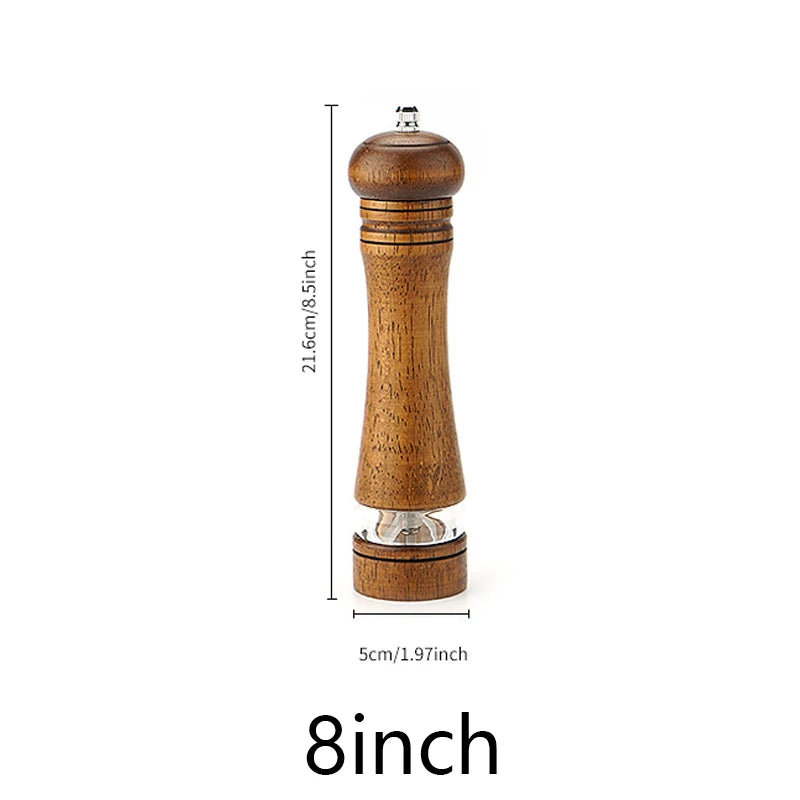 4"6"8"10" Manual Pepper Mills Salt And Pepper Grinder With Adjustable Ceramic Spice Wood Pepper Grinder Handheld Herb Seasoning