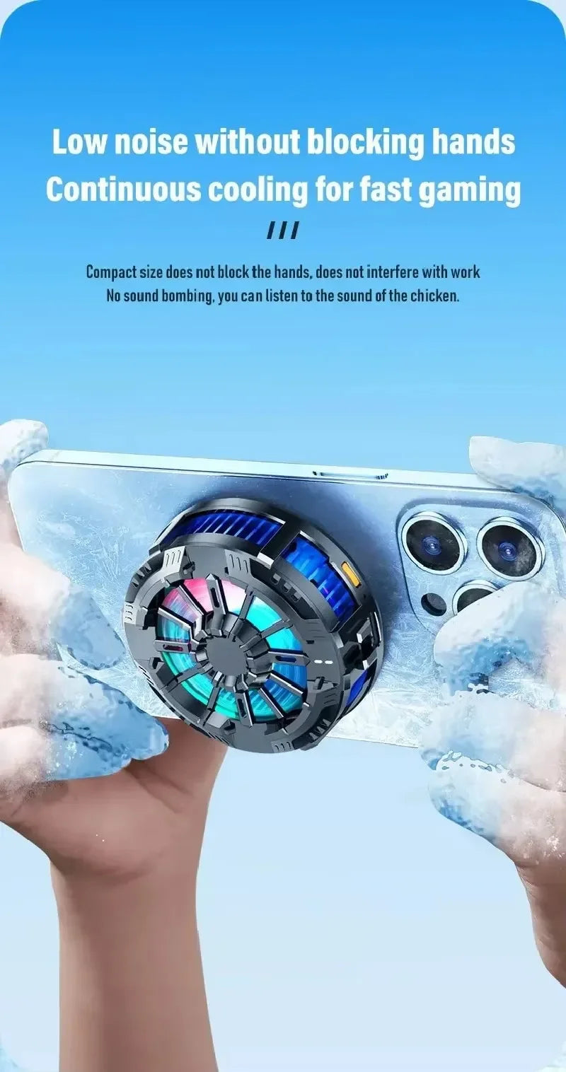 Coooler Fan Magnetic Wireless Charger Phone Back Clip Radiator RGB Light For Magsafe iPhone 16 15 14 13 12 Pro Max Fast Charging