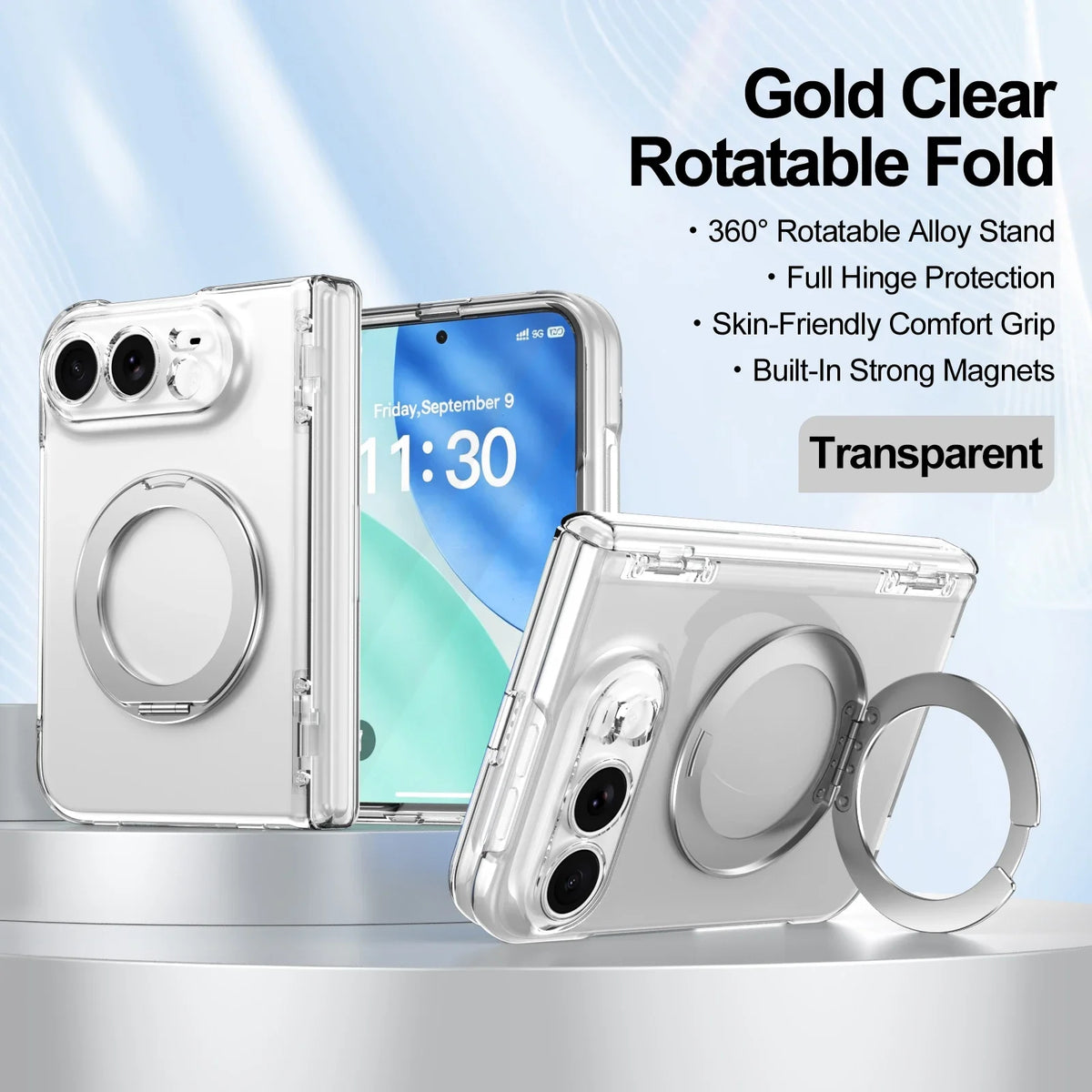 Transparent Luxury Magnetic Ring Holder Case for Iphone DUO