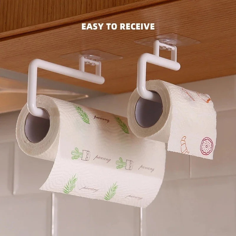Kitchen Paper Roll Holder Cabinet Rag Hanging Holder Towel Hanger Toilet Paper Holders Rack Bar Shelf Tissue Holder