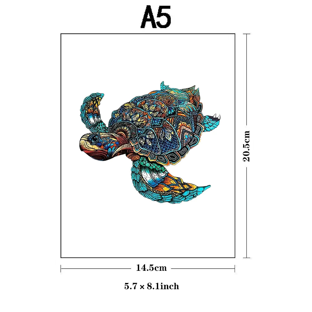 Turtle  Wooden Jigsaw Puzzles for Adults Kids,Animal Shaped Pieces Jigsaw Puzzles Toys with Package,  Christmas Gift Home Decor