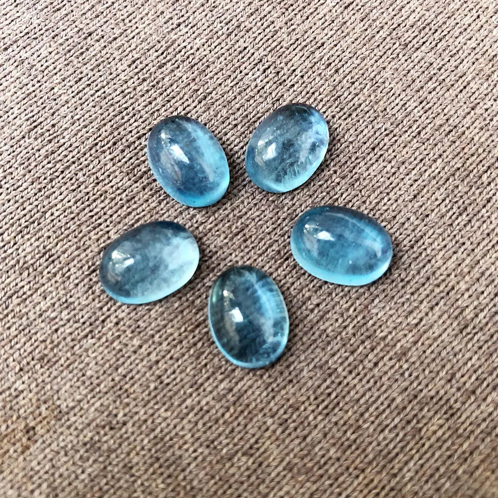 Aquamarine Oval Cabochon Natural Stone Crystals Quartz Gemstones Crystal Healing Reiki Decorative Stone Home Decoration DIY