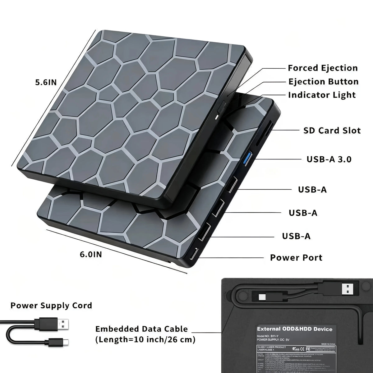 8‑in‑1 External Cd/dvd Drive Features USB 3.0 &amp; Type‑c