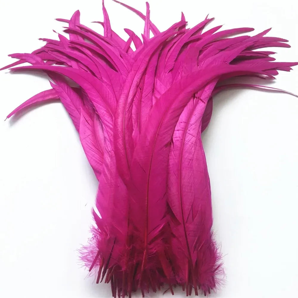 Top Quality 50 Pcs Pure White Rooster Tail Feather 30-35cm 12-14inch Natural Feathers Wedding Decoration clothing accessories