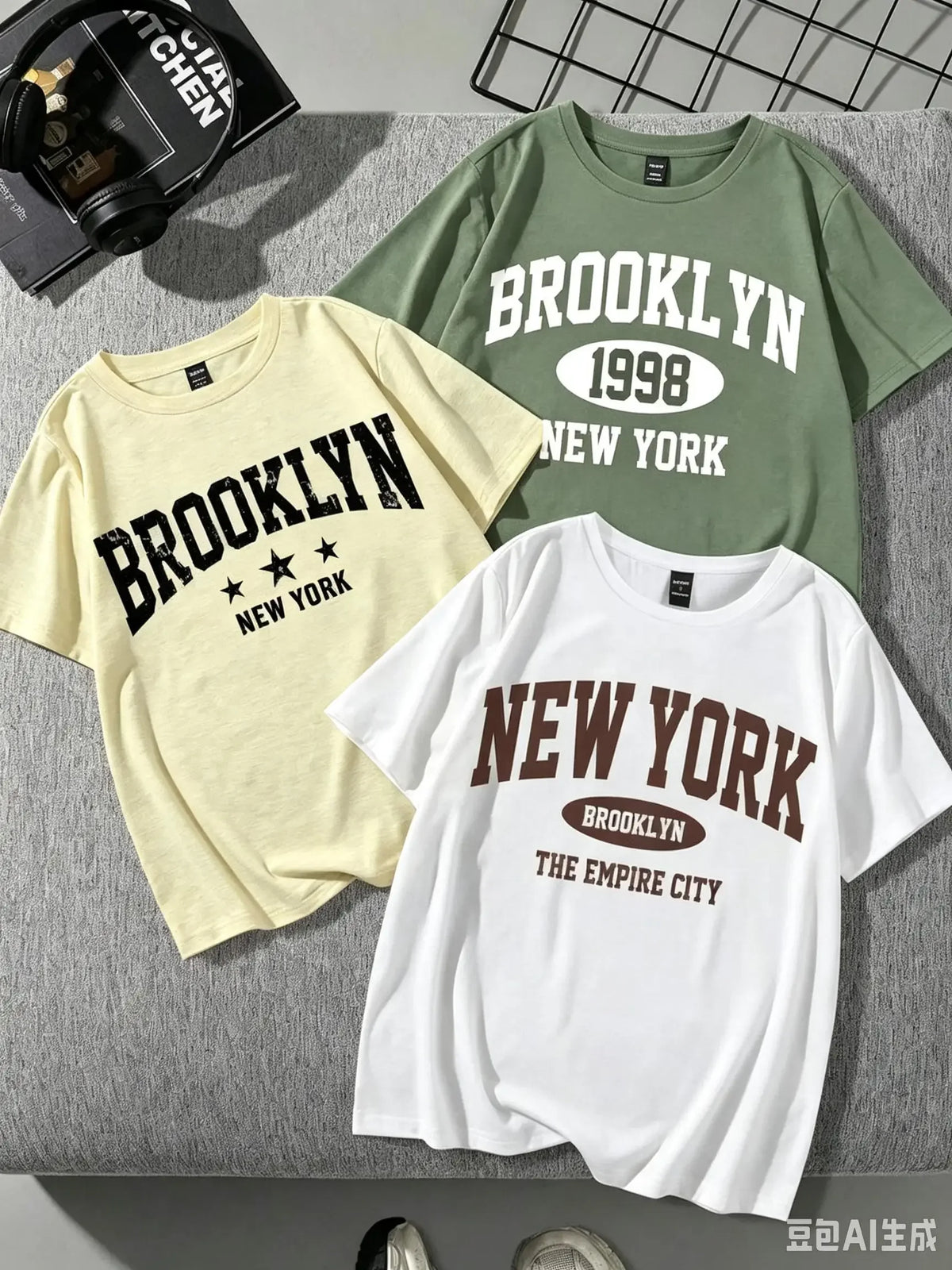 Women's Oversized Text-Print T-Shirts, 3 Pack