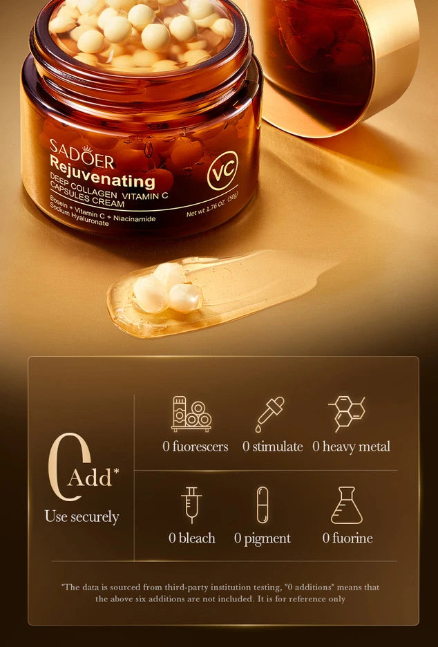 SADOER Vitamin C Capsule Face Cream Whitening Moisturizing Anti-Aging Anti Wrinkles Facial Cream Face Skin Care Products