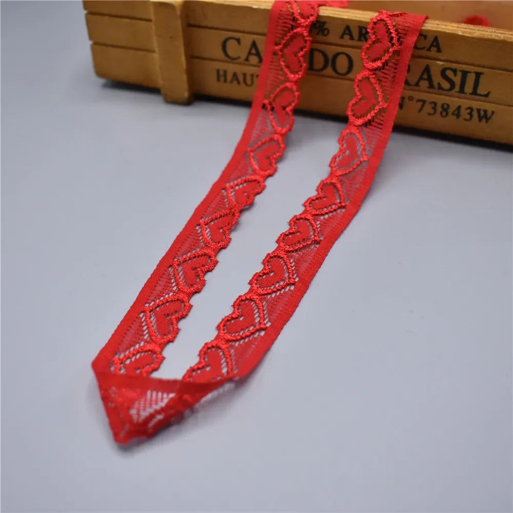 elastic lace ribbon Tape 18mm wide Trims heart-shaped stretch lace For Sewing decoration african lace fabric