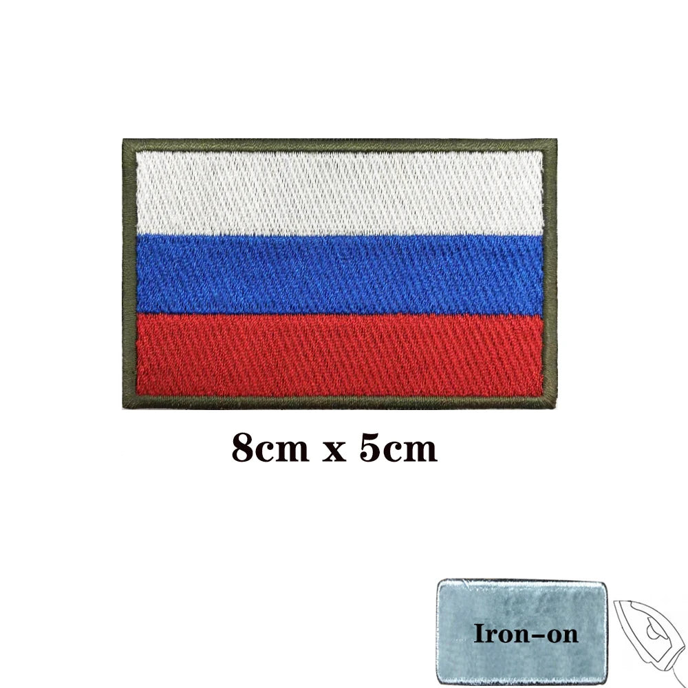 1PC Russian Flag Russia Armband Embroidered Patch Hook Loop Or Iron On Embroidery  Badge Cloth Military Moral Stripe