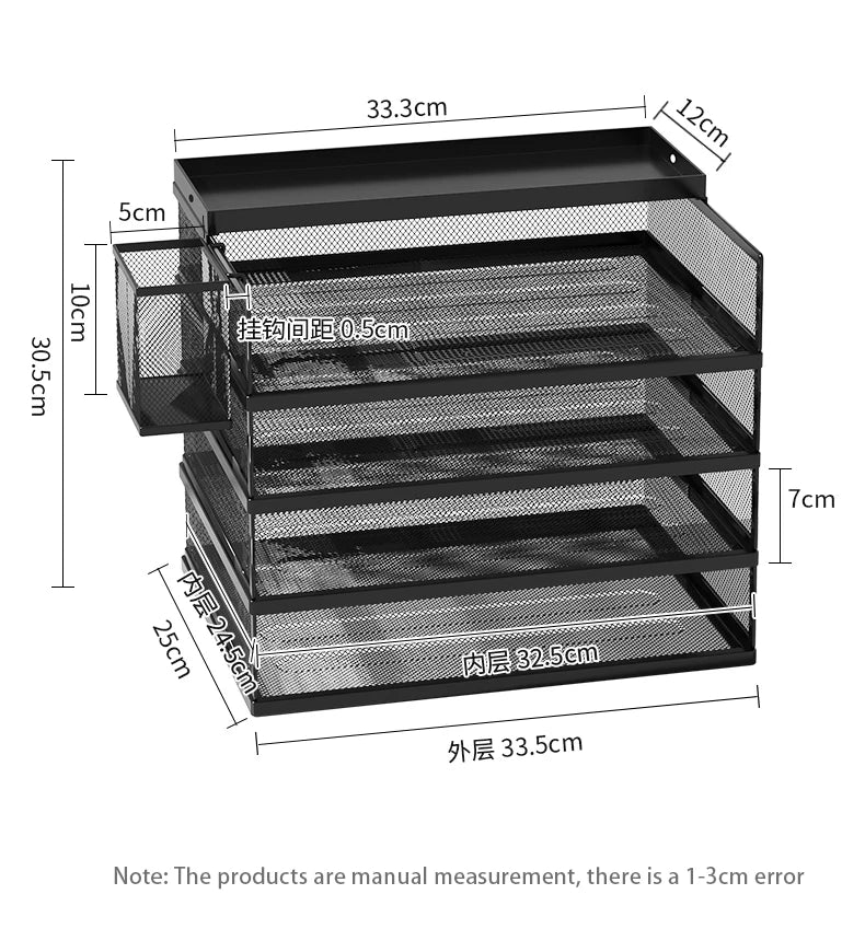 4-Tier Green Stackable Letter Tray Office Desk Organizer File Trays, Desktop Holder for Paper Letter Accessories with Pen Holder