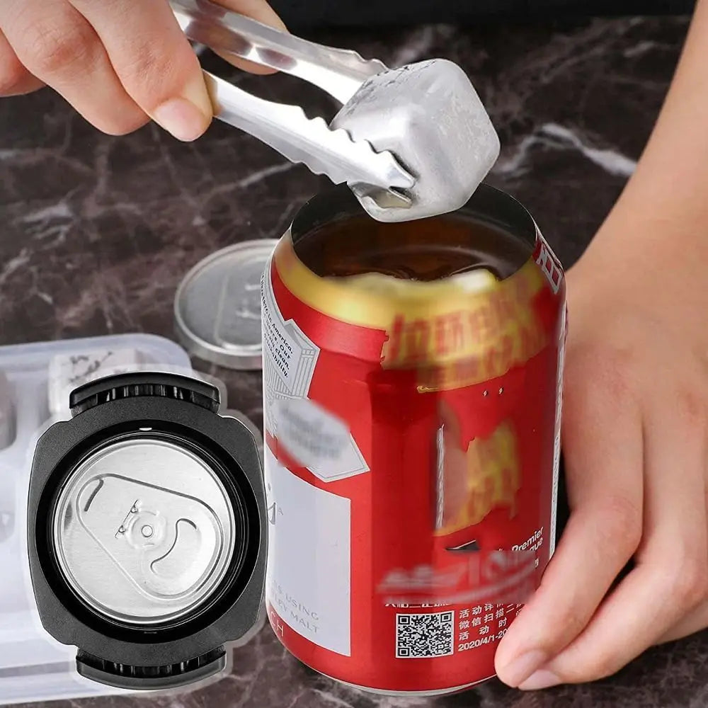 Beverage Top Cutter 2 in 1 Multifunctional Can Opener Non-slip Effortless Bottle Opener Quick Black Corkscrew Bar