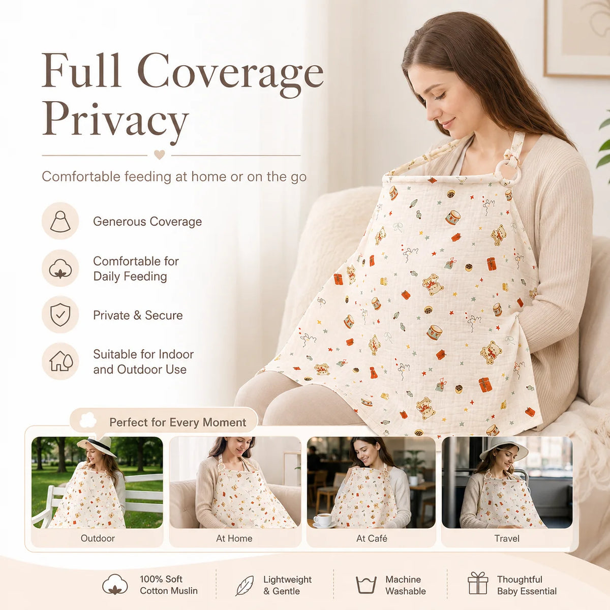 Cotton Baby Nursing Cover, Multi-Use Apron