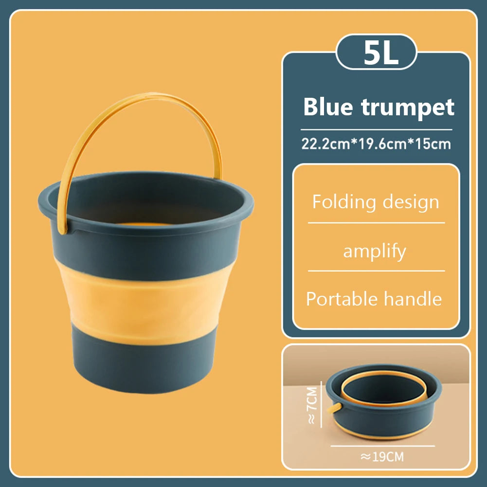 3-5-10L Portable Folding Bucket for Washing Outdoor Foldable Silicone Water Bucket Camping Items Fishing Bucket Car Wash Buckets