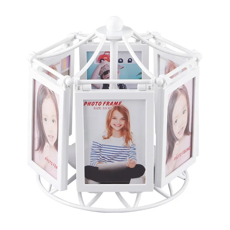 Vintage  Rotating Picture Music Photo Frame Desktop Picture Display Carousel Photo Display Holder for Home Decor Birthday Gifts