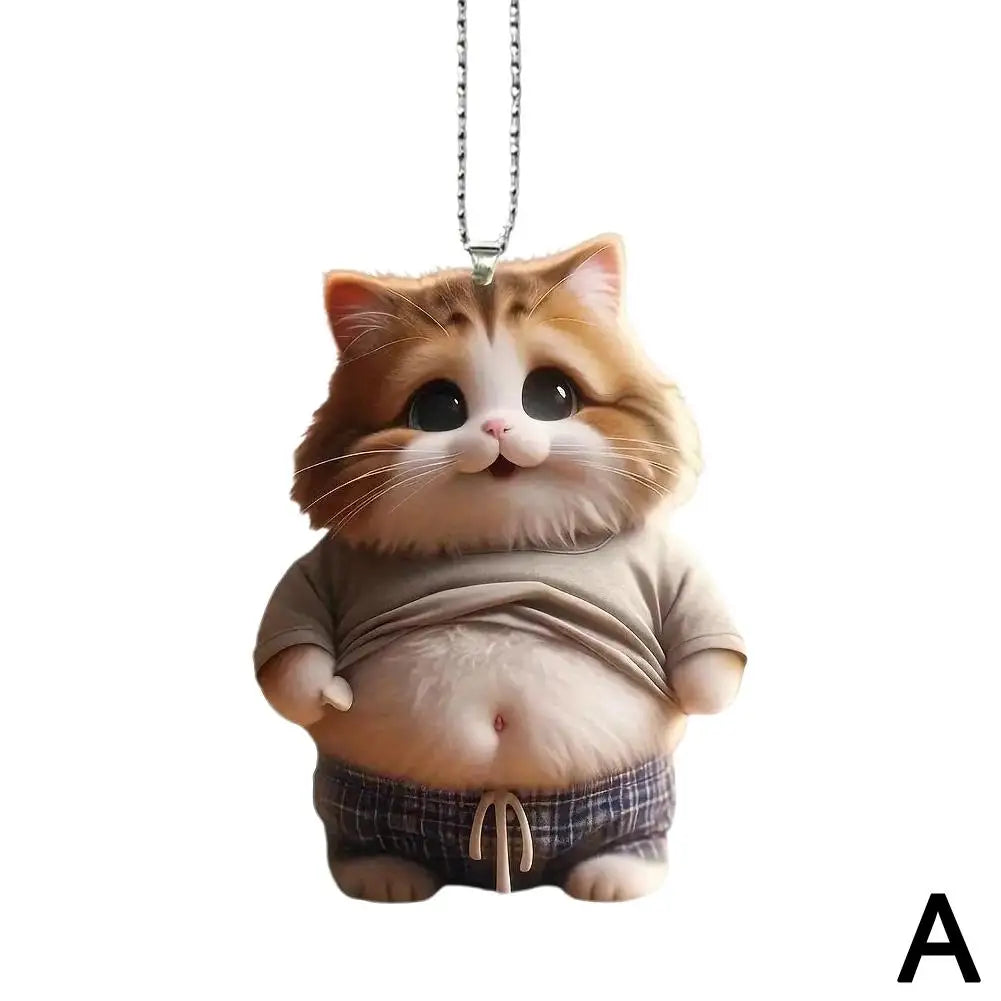 Fat Puppy Keychain 2d Flat Acrylic Cartoon Dog Ornament Car Mirror Backpacks Hanging Pendant For Home Decor G3z1
