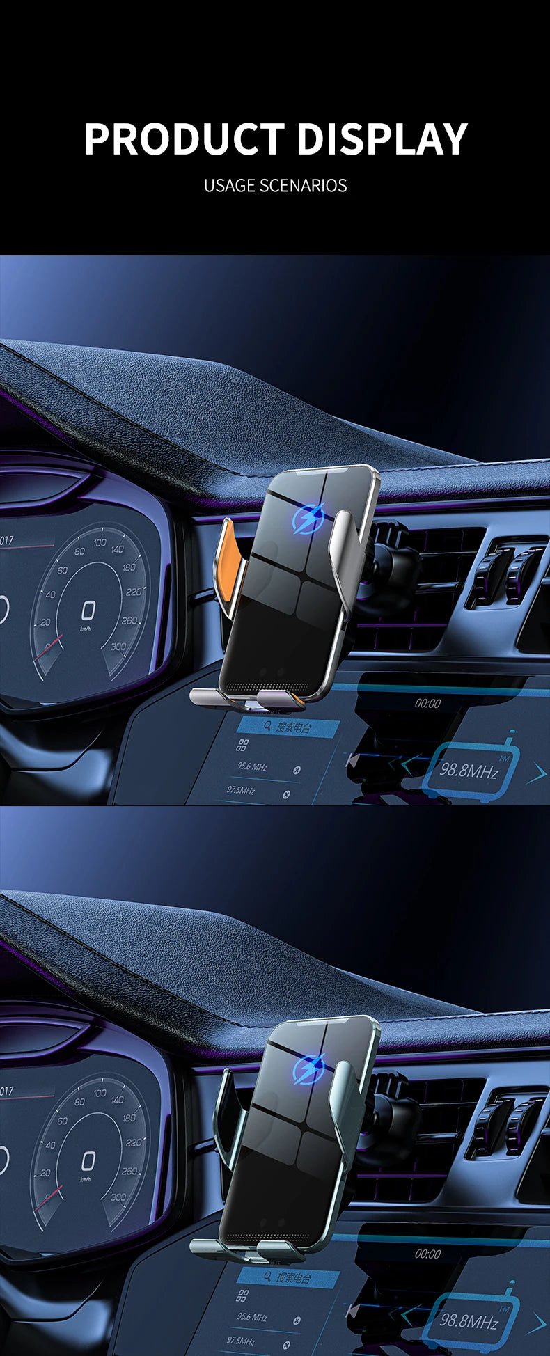 Car Wireless Charger Magnetic Auto Car Mount Phone Holder For iPhone 17 16 15 14 13 12 Samsung Infrared Induction Fast Charging